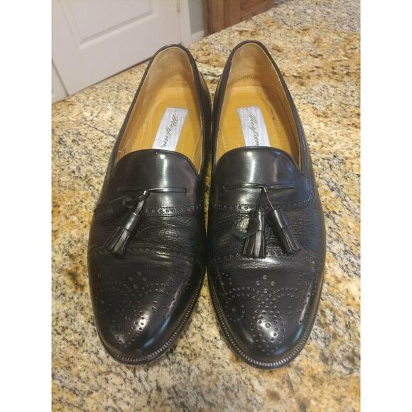 MEZLAN HAVANA MENS TASSLE LOAFER DRESS SHOES SIZE 9.5 M CAP TOE LEATHER BLACK - Picture 3 of 12